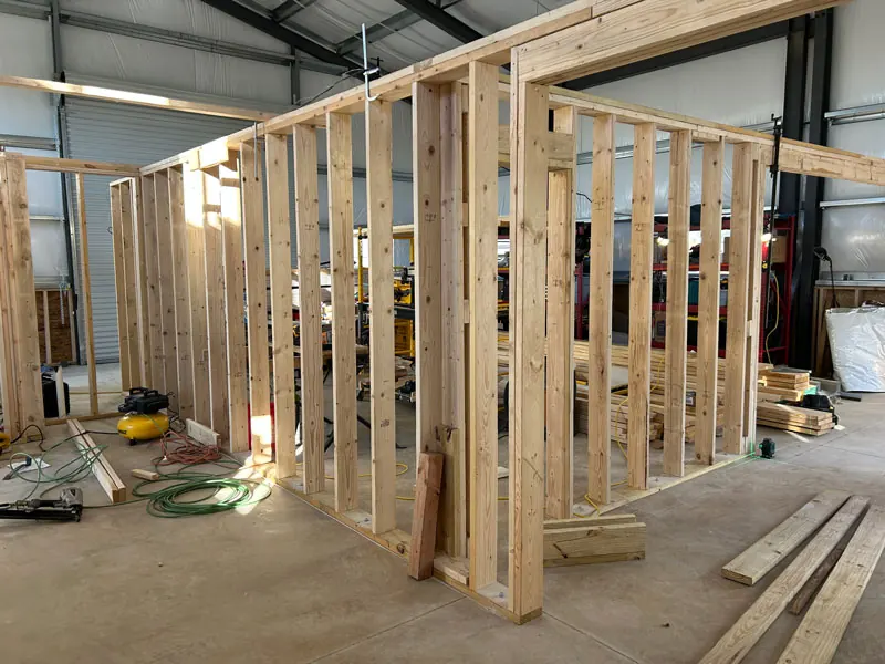 Interior partition framing and door openings